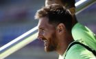 FC Barcelona's Lionel Messi smiles during a training session at the Sports Center FC Barcelona Joan Gamper in Sant Joan Despi, Spain, Saturday, May 20, 2017. FC Barcelona will play against Eibar during a Spanish La Liga on Sunday. (AP Photo/Manu Fernandez)