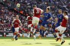 Arsenal's Sead Kolasinac scores his sides first goal during the English Community Shield soccer match between Arsenal and Chelsea at Wembley Stadium in London, Sunday, Aug. 6, 2017. (AP Photo/Kirsty Wigglesworth)