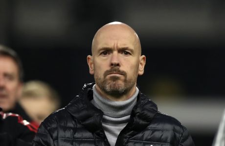 Manchester United's head coach Erik ten Hag looks on before the English Premier League soccer match between Fulham and Manchester United at the Craven Cottage stadium in London, Sunday, Nov. 13, 2022. (AP Photo/Leila Coker)