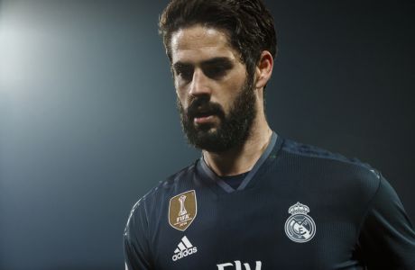 FILE - Real Madrid's Isco Alarcon looks on during a Spanish Copa del Rey soccer match between Leganes and Real Madrid at the Butarque stadium in Leganes, Spain, Jan. 16, 2019. Sevilla announced Sunday, Aug. 7, 2022, that it will boost its squad by signing Isco Alarcón from Real Madrid. The attacking midfielder did not renew his contract with Madrid and is set to sign a two-year deal with Sevilla after passing a medical on Monday.  (AP Photo/Valentina Angela, File)