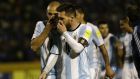 Argentina's Javier Mascherano, left, talks with Argentina's Lionel Messi as they leave the pitch on halftime during their 2018 World Cup qualifying soccer match against Ecuador at the Atahualpa Olympic Stadium in Quito, Ecuador, Tuesday, Oct. 10, 2017. (AP Photo/Fernando Vergara)