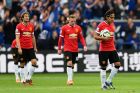 LEICESTER, ENGLAND - SEPTEMBER 21:  Dejected Manchester United players look on as they head towards a 5-3 defeat during the Barclays Premier League match between Leicester City and Manchester United at The King Power Stadium on September 21, 2014 in Leicester, England.  (Photo by Mike Hewitt/Getty Images)