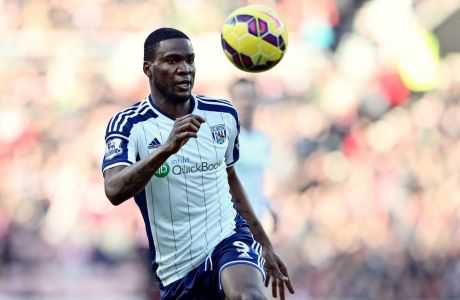 West Bromwich Albion's Brown Ideye during their English Premier League soccer match between Sunderland and West Bromwich Albion at the Stadium of Light, Sunderland, England, Saturday, Feb. 21, 2015. (AP Photo/Scott Heppell)