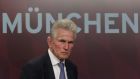 Bayern Munich's new coach Jupp Heynckes leaves a news conference in Munich, Germany, Monday, Oct. 9, 2017. Heynckes coached the Bundesliga team already from 1987 to 1991, 2009 and from 2011 to 2013. (AP Photo/Matthias Schrader)