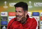 Atletico de Madrid head coach Diego Simeone, reacts during a press conference in Lyon, central France, Tuesday May, 15, 2018 ahead of the the UEFA Europa League Final against Olympique Marseille. (UEFA, Pool via AP)
