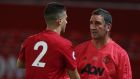 MANCHESTER, ENGLAND - AUGUST 31:  Diogo Dalot of Manchester United U23s is substituted during the Premier League 2 match between Manchester United U23s and Stoke City U23s at Old Trafford on August 31, 2018 in Manchester, England.  (Photo by Matthew Peters/Man Utd via Getty Images) *** Local Caption *** Diogo Dalot