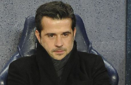 Watford manager Marco Silva during the English Premier League soccer match between Manchester City and Watford at Etihad stadium, in Manchester, England, Tuesday, Jan. 2, 2018. (AP Photo/Rui Vieira)