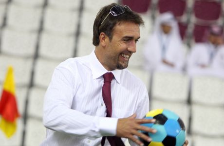 One of the ambassadors to Qatar's 2022 World Cup bid, former soccer player Gabriel Batistuta, from Argentina, during the FIFA inspection visit for the Qatar 2022 World Cup Bid, in Doha, Qatar, Tuesday, Sept. 14 2010. FIFA inspectors attended a football match in Qatar on Tuesday that may help determine whether the country wins a bid for the 2022 World Cup. (AP Osama Faisal)
