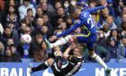 Newcastle's Bruno Guimaraes, left, and Chelsea's Hakim Ziyech vie for the ball during the English Premier League soccer match between Chelsea and Newcastle United at Stamford Bridge stadium in London, Sunday, March 13, 2022. (AP Photo/Kirsty Wigglesworth)