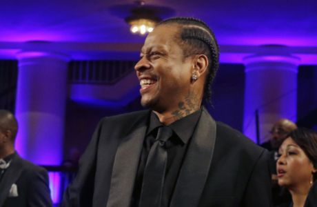 Basketball Hall of Fame inductee Allen Iverson arrives at Symphony Hall before induction ceremonies, Friday, Sept. 9, 2016, in Springfield, Mass. (AP Photo/Elise Amendola) ORG XMIT: MAEA103