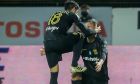 Ο Μπερτόγλιο πανηγυρίζει το γκολ του στο 2-0 του Άρη επί του Βόλου στο 'Κλεάνθης Βικελίδης', για την 15η αγ. της Super League Interwetten | 07/01/2021