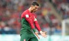 Portugal's Cristiano Ronaldo reacts during the World Cup group H soccer match between Portugal and Uruguay, at the Lusail Stadium in Lusail, Qatar, Monday, Nov. 28, 2022. (AP Photo/Aijaz Rahi)