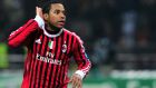 Robinho of AC Milan celebrates scoring the second goal during the UEFA Champions League round of 16 first leg against Arsenal FC