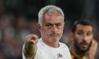 Roma's head coach Jose Mourinho gestures during a Group C Europa League soccer match between Betis and Roma at the Benito Villamarin stadium in Seville, Spain, Thursday, Oct. 13, 2022. (AP Photo/Jose Breton)
