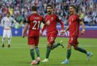 Portugal's Cedric Soares, left, celebrates with teammates after scoring side's second goal during the Confederations Cup, Group A soccer match between Portugal and Mexico, at the Kazan Arena, Russia, Sunday, June 18, 2017. (AP Photo/Thanassis Stavrakis)