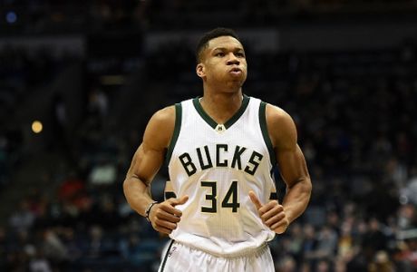MILWAUKEE, WI - FEBRUARY 24:  Giannis Antetokounmpo #34 of the Milwaukee Bucks walks onto the court prior to a game against the Utah Jazz at the BMO Harris Bradley Center on February 24, 2017 in Milwaukee, Wisconsin. NOTE TO USER: User expressly acknowledges and agrees that, by downloading and or using this photograph, User is consenting to the terms and conditions of the Getty Images License Agreement.  (Photo by Stacy Revere/Getty Images)