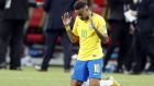 Brazil's Neymar reacts as his team loose the quarterfinal match between Brazil and Belgium at the 2018 soccer World Cup in the Kazan Arena, in Kazan, Russia, Friday, July 6, 2018. (AP Photo/Frank Augstein)