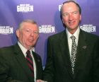 ITT Chairman Rand Araskog, right, and Cablevision Chairman Charles Dolan shake hands following a news conference in New York Friday, March 7, 1997. ITT announced it is selling its half of Madison Square Garden to Cablevision Corp for $650 million, to seemingly help fend off hostile suitor Hilton Hotels Corp. (AP Photo/Emile Wamsteker)