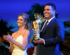 SAO PAULO, BRAZIL - JUNE 10:  Ex-Brazil international footballer Ronaldo holds the FIFA World Cup Trophy as MC Fernanda Lima looks on during the Opening Ceremony of the 64th FIFA Congress at the Transamerica Expo Center on June 10, 2014 in Sao Paulo, Brazil.  (Photo by Alexander Hassenstein - FIFA/FIFA via Getty Images)