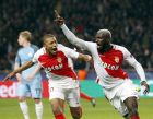 Monaco's Tiemoue Bakayoko, right, celebrates his side side's 3rd goal with Kylian Mbappe during a Champions League round of 16 second leg soccer match between Monaco and Manchester City at the Louis II stadium in Monaco, Wednesday March 15, 2017. (AP Photo/Claude Paris)