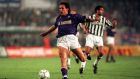 Sport, Football, UEFA Cup Final, Second Leg, Florence, 16th May 1990, Fiorentina 0 v Juventus 0 (Juventus win 3-1 on aggregate), Fiorentina's Roberto Baggio  (Photo by Bob Thomas/Getty Images)