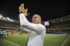 Burnley's head coach Sean Dyche applauds the team's fans prior to a Europa League qualification soccer match between Istanbul Basaksehir and Burnley, at the Fatih Terim stadium in Istanbul, Thursday, Aug. 9, 2018. (AP Photo)