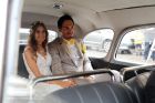 MUNICH, GERMANY - JUNE 15: (MINIMUM RATES APPLY. 40 EUROS PER IMAGE) Cathy Fischer and Mats Hummels sit in their wedding car after their wedding on June 15, 2015 in Munich, Germany.  (Photo by Gisela Schober/Getty Images)