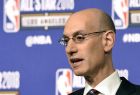 FILE - In this Feb. 17, 2018, file photo, NBA commissioner Adam Silver speaks to the media during All-Star basketball festivities in Los Angeles. The NBA and WNBA will now share official data with MGM Resorts International, a major win for the leagues as they prepare for the anticipated growth of sports betting across the country. The Las Vegas-based casino giant will pay the NBA for that data to use in determining outcomes of various bets. Terms of the deal announced Tuesday, July 31, 2018, were not disclosed, other than its a multiyear arrangement. (AP Photo/Chris Pizzello, File)