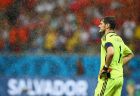 SALVADOR, BRAZIL - JUNE 13:  Iker Casillas of Spain looks dejected as the rain pours down during the 2014 FIFA World Cup Brazil Group B match between Spain and Netherlands at Arena Fonte Nova on June 13, 2014 in Salvador, Brazil.  (Photo by Paul Gilham/Getty Images)