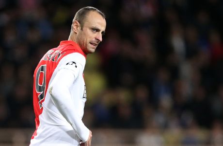 MONACO - DECEMBER 9: Dimitar Berbatov of Monaco looks on during the UEFA Champions League Group C match between AS Monaco FC and FC Zenit Saint-Petersburg at Stade Louis II on December 9, 2014 in Monaco. (Photo by Jean Catuffe/Getty Images)
