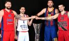 Οι αρχηγοί των τεσσάρων φιναλίστ ποζάρουν με φόντο το τρόπαιο της Euroleague