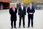 Οι τρεις υποψήφιοι για την προεδρία της Μπαρτσελόνα. Από αριστερά, Τζουάν Λαπόρτα, Βίκτορ Φοντ και Τόνι Φρέισα (2/3/2021).