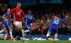 Manchester Uniteds Zlatan Ibrahimovic, left, and Chelseas Eden Hazard challenge for the ball during the English Premier League soccer match between Chelsea and Manchester United at Stamford Bridge stadium in London, Sunday, Oct. 23, 2016.(AP Photo/Kirsty Wigglesworth)