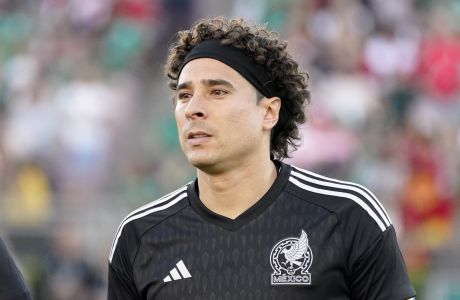 Mexico goalkeeper Guillermo Ochoa is seen prior to a soccer match against Peru Saturday, Sept. 24, 2022, in Pasadena, Calif. (AP Photo/Mark J. Terrill)