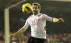 Fulham's Giorgos Karagounis plays against West Ham United during their English Premier League soccer match at Craven Cottage, London, Wednesday, Jan. 30, 2013. (AP Photo/Sang Tan)