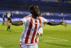 Olympiakos' Ideye Brown celebrates after scoring the opening goal of his team during the Champions League group F match between Dinamo Zagreb and Olympiakos at Maksimirin stadium in Zagreb, Tuesday, Oct. 20, 2015. (AP Photo/Darko Bandic)  