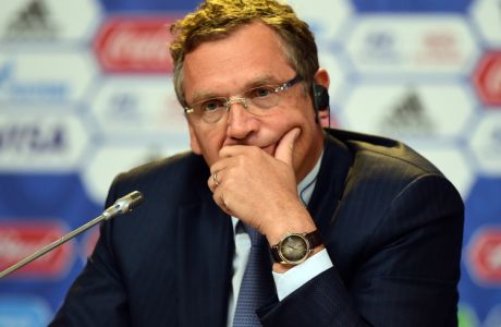 SAINT PETERSBURG, RUSSIA - JULY 24:  FIFA Secretary-General Jerome Valcke listens to questions during the Post-meeting of Organising Committee for the FIFA World Cup press conference ahead of the preliminary draw of the 2018 FIFA World Cup in Russia at Konstantin Palace on July 24, 2015 in Saint Petersburg, Russia.  (Photo by Shaun Botterill/Getty Images)