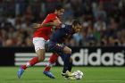 Barcelona's Daniel Alves from Brazil, right, duels for the ball with Spartak Moscow's Borges Monteiro Romulo from Brazil during a Champions League Group G soccer match at the Camp Nou Stadium, in Barcelona, Wednesday, Sept. 19, 2012. (AP Photo/Daniel Ochoa De Olza)