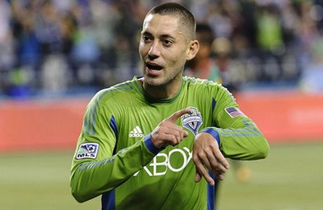 Oct 27, 2013; Seattle, WA, USA; Seattle Sounders forward Clint Dempsey (2) celebrates after scoring a goal against the Los Angeles Galaxy during the 1st half at CenturyLink Field. Mandatory Credit: Steven Bisig-USA TODAY Sports ORG XMIT: USATSI-129520 ORIG FILE ID:  20131027_lbm_sb1_241.JPG