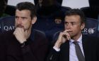 FC Barcelona's coach Luis Enrique, right, and assistant coach Juan Carlos Unzue sit on the bench prior of the Spanish La Liga soccer match between FC Barcelona and Real Sociedad at the Camp Nou stadium in Barcelona, Spain, Saturday, April 15, 2017. (AP Photo/Manu Fernandez)