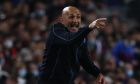 Napoli's head coach Luciano Spalletti gestures during the Europa League soccer match between Barcelona and Napoli in Barcelona, Spain, Thursday, Feb. 17, 2022. (AP Photo/Joan Monfort)