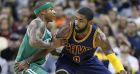 FILE - In this Nov. 3, 2016, file photo, Cleveland Cavaliers' Kyrie Irving, right, looks to drive against Boston Celtics' Isaiah Thomas during the first half of an NBA basketball game in Cleveland. Irving, who asked Cavaliers owner Dan Gilbert to trade him earlier this summer, could be on his way to Boston as the Cavaliers are in serious negotiations with the Celtics about swapping him for point guard Thomas. Since Irving made his stunning request, the defending Eastern Conference champions have been looking for a trade partner. They may have found the perfect one and could be nearing a deal with the Celtics, said the person who spoke Tuesday night, Aug. 22, 2017, to The Associated Press on condition of anonymity because of the sensitivity of the talks. (AP Photo/Ron Schwane, File)