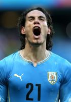 FORTALEZA, BRAZIL - JUNE 14:  Edinson Cavani of Uruguay celebrates after scoring from the penalty spot during the 2014 FIFA World Cup Brazil Group D match between Uruguay and Costa Rica at Estadio Castelao on June 14, 2014 in Fortaleza, Brazil.  (Photo by Alex Livesey - FIFA/FIFA via Getty Images)