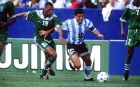 Mandatory Credit: Photo by Colorsport/REX Shutterstock (3130500a)
 Diego Maradona (Argentina) Mike Emenalo (Nigeria) Argentina v Nigeria World Cup Finals 1994 30/6/94 WC1994 Grp D: Argentina 2 Nigeria 1
 Sport
 
