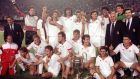 Η Μίλαν πανηγυρίζει την κατάκτηση του Κυπέλλου Πρωταθλητριών 1988-1989 με αντίπαλο τη Στεάουα Βουκουρεστίου στη Βαρκελόνη, Τετάρτη 24 Μαΐου 1989