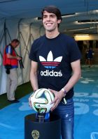 RIO DE JANEIRO, BRAZIL - JULY 13: Football player Kaka poses with the match ball prior to the 2014 FIFA World Cup Brazil Final match between Germany and Argentina at Maracana on July 13, 2014 in Rio de Janeiro, Brazil.  (Photo by Alex Livesey - FIFA/FIFA via Getty Images)