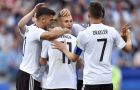 German players celebrate after Timo Werner scored during the Confederations Cup, Group B soccer match between Germany and Cameroon, at the Fisht Stadium in Sochi, Russia, Sunday, June 25, 2017. (AP Photo/Martin Meissner)