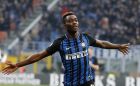 Inter Milan's Yann Karamoh celebrates after scoring his side's second goal during the Serie A soccer match between Inter Milan and Bologna at the San Siro stadium in Milan, Italy, Sunday, Feb. 11, 2018. (AP Photo/Antonio Calanni)