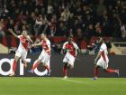 Monaco's Kylian Mbappe, left, celebrates after scoring his side's first goal during a Champions League round of 16 second leg soccer match between Monaco and Manchester City at the Louis II stadium in Monaco, Wednesday March 15, 2017. (AP Photo/Claude Paris)