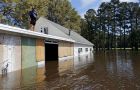 Kenny Babb looks out over the water on his flooded property as the Little River continues to rise in the aftermath of Hurricane Florence in Linden, N.C., Tuesday, Sept. 18, 2018. (AP Photo/David Goldman)